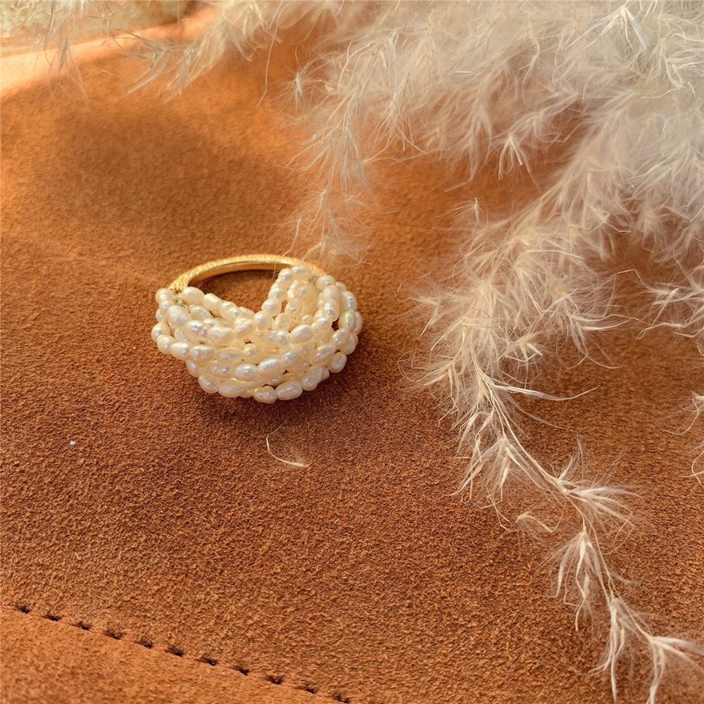 Natural Pearls Rings Layered Pearls - Picture 2 of 7